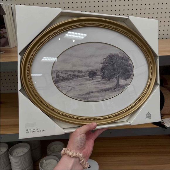 Horizontal Oval Landscape Sketch Framed Wall Art - Hearth & Hand™ with Magnolia - Picture 4 of 5